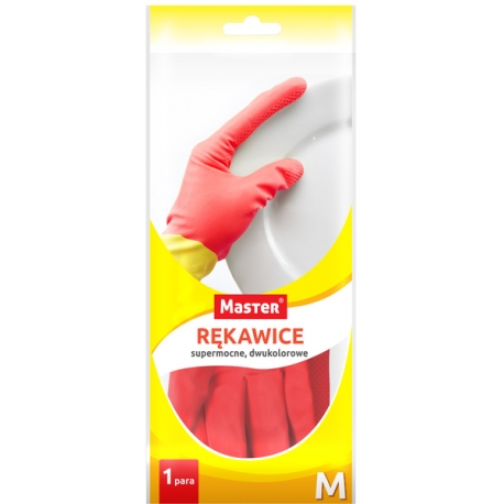 Rękawice gumowe gospodarcze "M" DWUKOLOROWE MASTER S-130