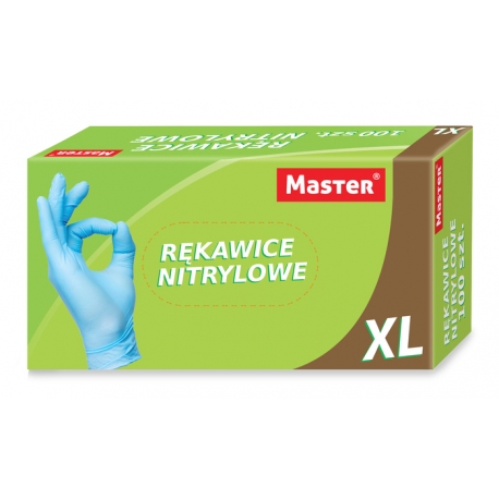 Rękawice nitrylowe bezpudrowe "L" MASTER S-084 